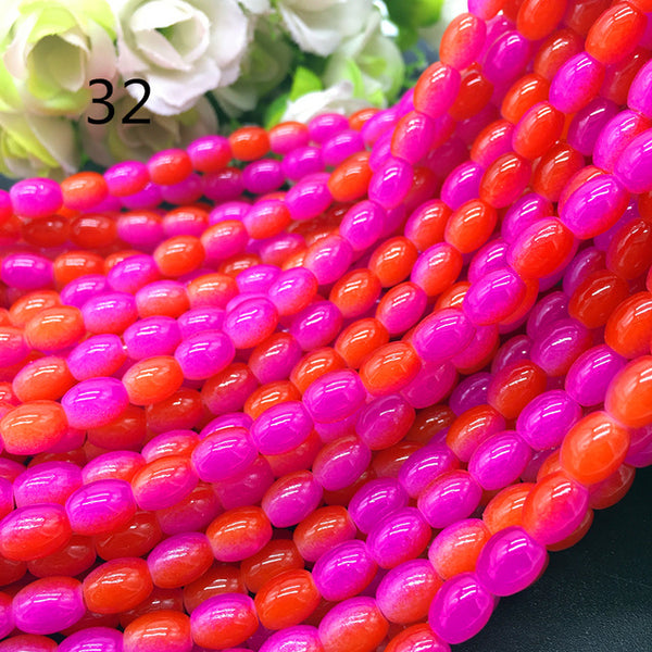 New 4x6/ 6x8 8x11mm Oval Rugby Glass Beads Pattern Spacer Loose Jewelry Making crafts