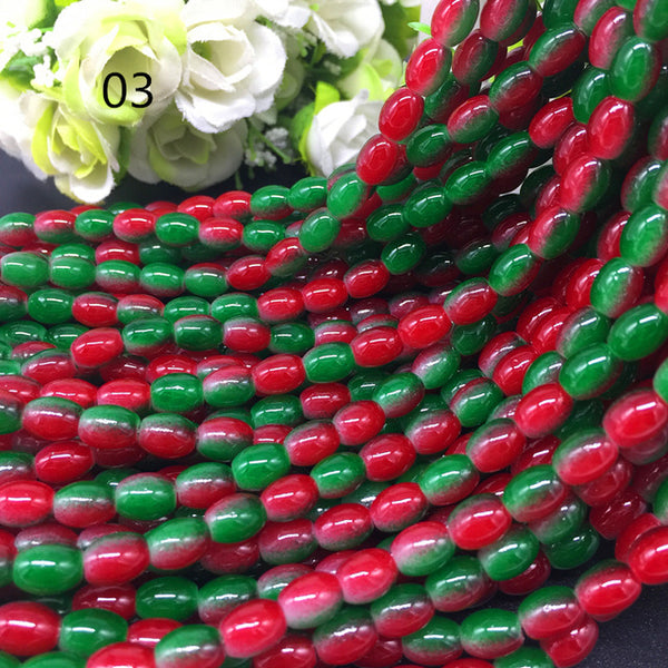 New 4x6/ 6x8 8x11mm Oval Rugby Glass Beads Pattern Spacer Loose Jewelry Making crafts
