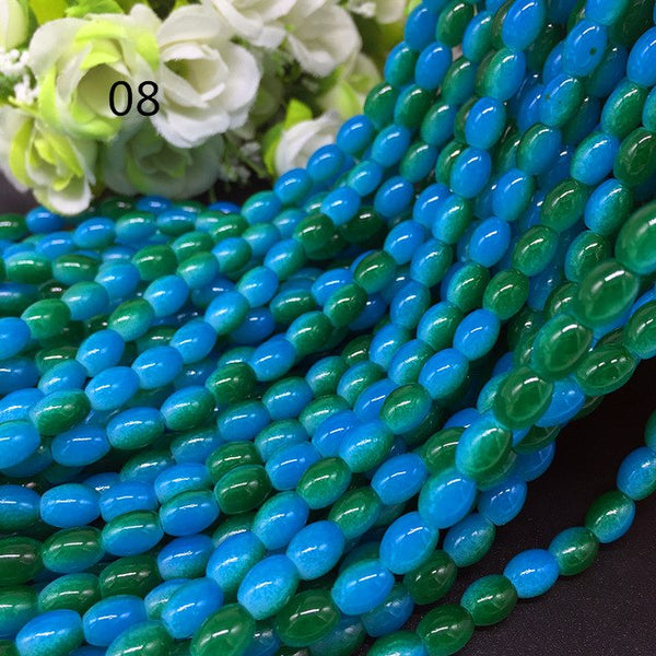 New 4x6/ 6x8 8x11mm Oval Rugby Glass Beads Pattern Spacer Loose Jewelry Making crafts