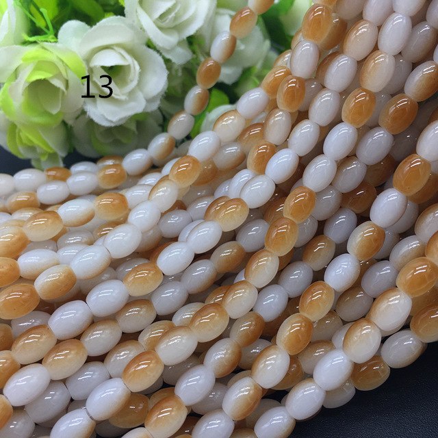 New 4x6/ 6x8 8x11mm Oval Rugby Glass Beads Pattern Spacer Loose Jewelry Making crafts