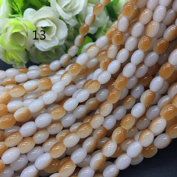 New 4x6/ 6x8 8x11mm Oval Rugby Glass Beads Pattern Spacer Loose Jewelry Making crafts