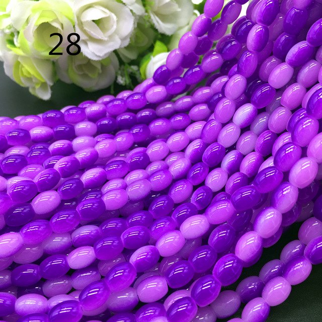 New 4x6/ 6x8 8x11mm Oval Rugby Glass Beads Pattern Spacer Loose Jewelry Making crafts