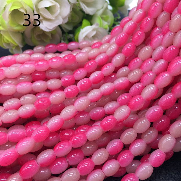 New 4x6/ 6x8 8x11mm Oval Rugby Glass Beads Pattern Spacer Loose Jewelry Making crafts