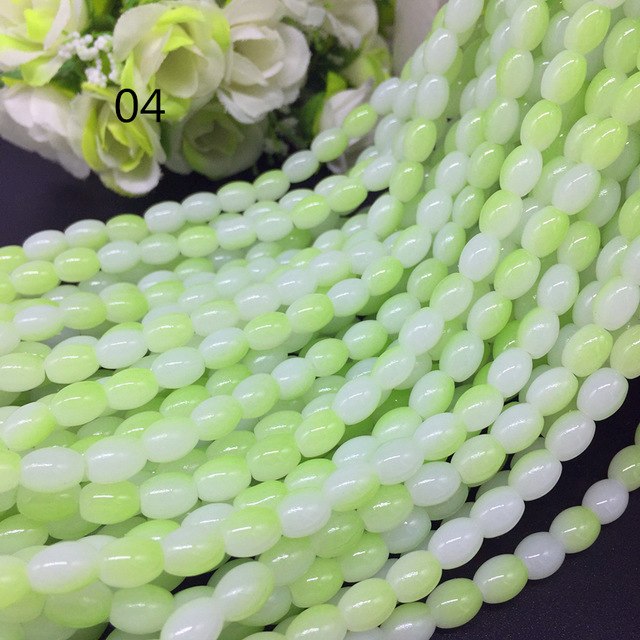 New 4x6/ 6x8 8x11mm Oval Rugby Glass Beads Pattern Spacer Loose Jewelry Making crafts