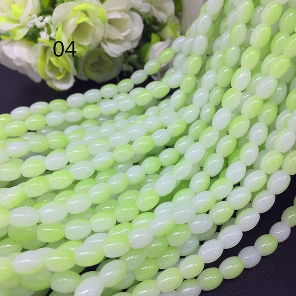New 4x6/ 6x8 8x11mm Oval Rugby Glass Beads Pattern Spacer Loose Jewelry Making crafts