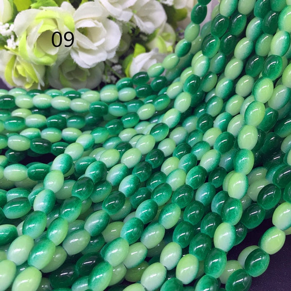 New 4x6/ 6x8 8x11mm Oval Rugby Glass Beads Pattern Spacer Loose Jewelry Making crafts
