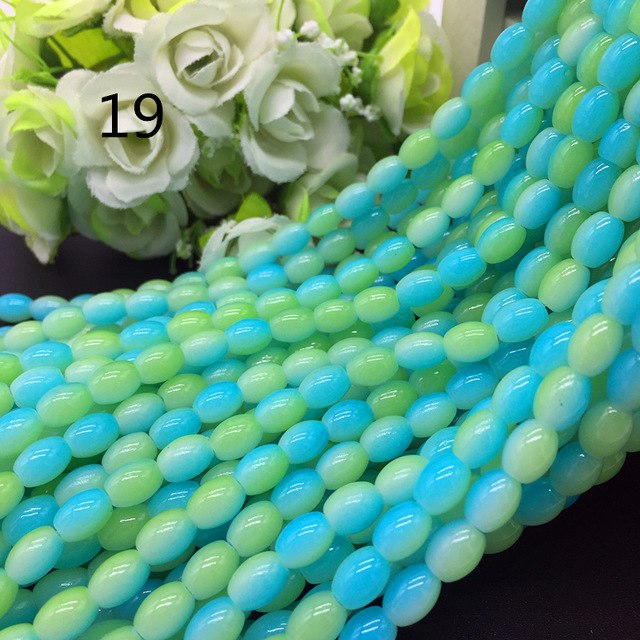 New 4x6/ 6x8 8x11mm Oval Rugby Glass Beads Pattern Spacer Loose Jewelry Making crafts