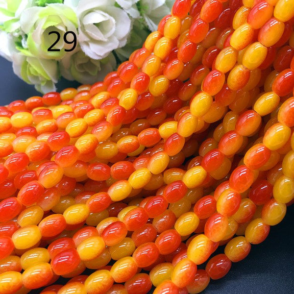 New 4x6/ 6x8 8x11mm Oval Rugby Glass Beads Pattern Spacer Loose Jewelry Making crafts