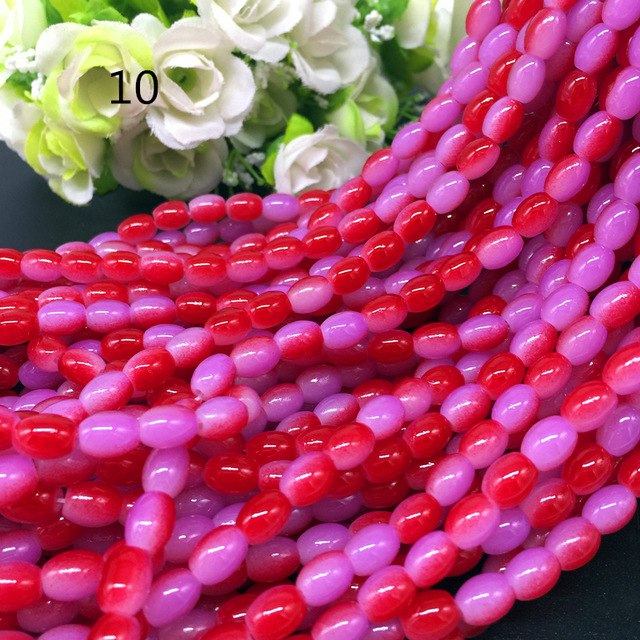 New 4x6/ 6x8 8x11mm Oval Rugby Glass Beads Pattern Spacer Loose Jewelry Making crafts