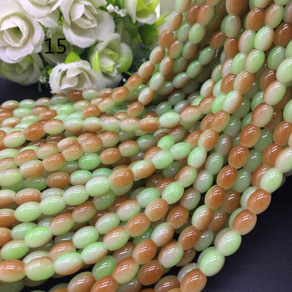 New 4x6/ 6x8 8x11mm Oval Rugby Glass Beads Pattern Spacer Loose Jewelry Making crafts
