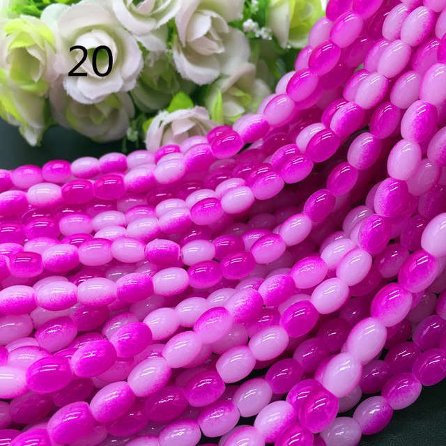 New 4x6/ 6x8 8x11mm Oval Rugby Glass Beads Pattern Spacer Loose Jewelry Making crafts