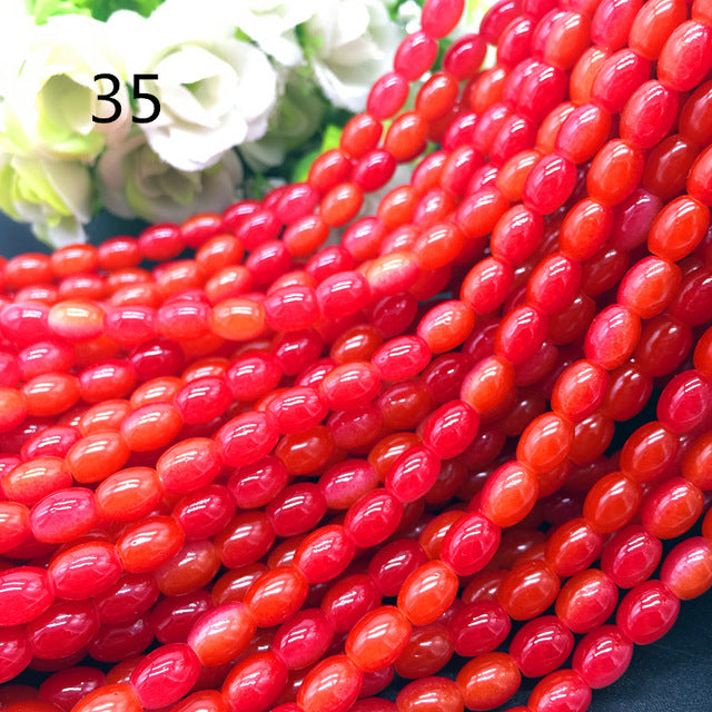 New 4x6/ 6x8 8x11mm Oval Rugby Glass Beads Pattern Spacer Loose Jewelry Making crafts