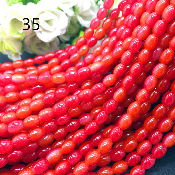 New 4x6/ 6x8 8x11mm Oval Rugby Glass Beads Pattern Spacer Loose Jewelry Making crafts
