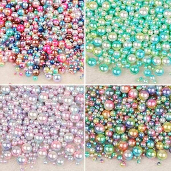 Mix Rainbow Color Round 4/6/8/10mm ABS Imitation Pearl Beads No Hole Loose Beads Diy Jewelry Necklace Making for women 50-500PCS
