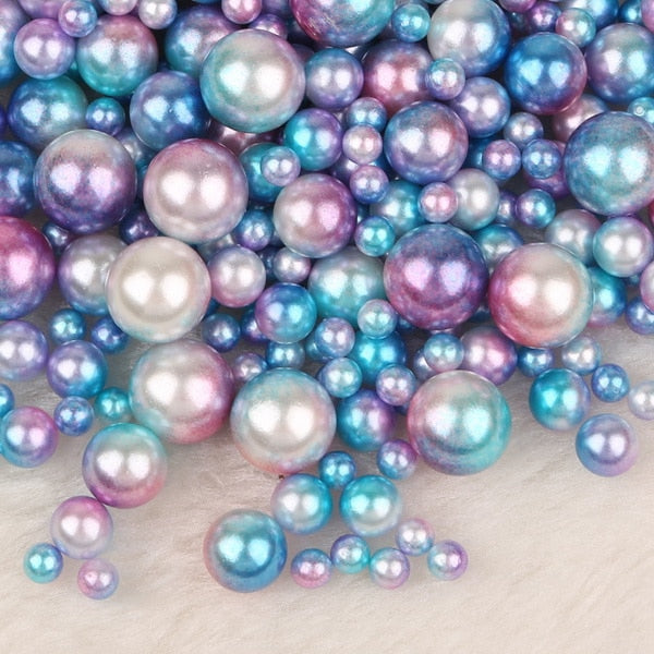Mix Rainbow Color Round 4/6/8/10mm ABS Imitation Pearl Beads No Hole Loose Beads Diy Jewelry Necklace Making for women 50-500PCS