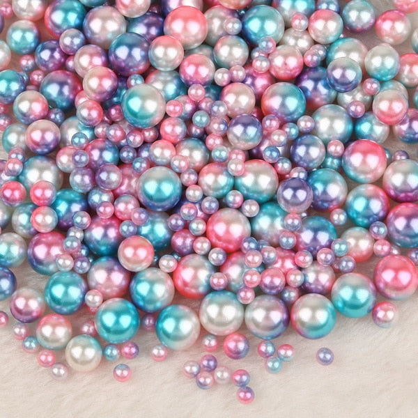 Mix Rainbow Color Round 4/6/8/10mm ABS Imitation Pearl Beads No Hole Loose Beads Diy Jewelry Necklace Making for women 50-500PCS