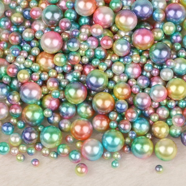 Mix Rainbow Color Round 4/6/8/10mm ABS Imitation Pearl Beads No Hole Loose Beads Diy Jewelry Necklace Making for women 50-500PCS