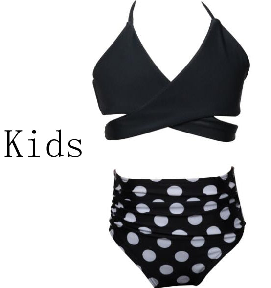Mother & Kids Family Matching Swimwear Mother Daughter Beach Kid Bikini Bahitng Swimsuit Brachwear Mother Girl Swimming Clothing