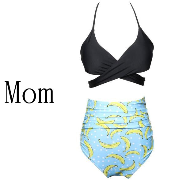 Mother & Kids Family Matching Swimwear Mother Daughter Beach Kid Bikini Bahitng Swimsuit Brachwear Mother Girl Swimming Clothing