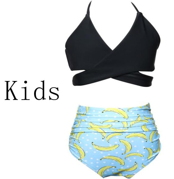 Mother & Kids Family Matching Swimwear Mother Daughter Beach Kid Bikini Bahitng Swimsuit Brachwear Mother Girl Swimming Clothing