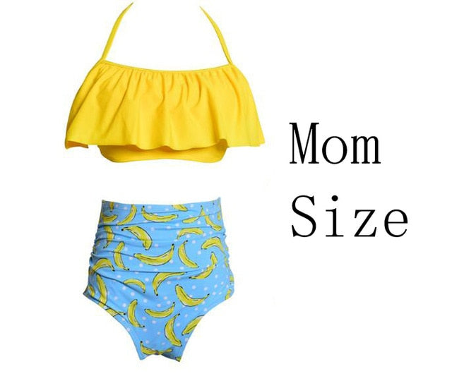 Mother & Kids Family Matching Swimwear Mother Daughter Beach Kid Bikini Bahitng Swimsuit Brachwear Mother Girl Swimming Clothing
