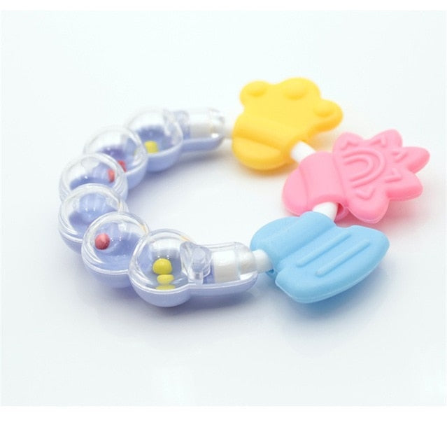 Cartoon Baby Teether Educational Mobiles Toys Teeth Biting Baby Rattle Toy Bed Bell Silicone Handbell Jingle Birthday Gifts