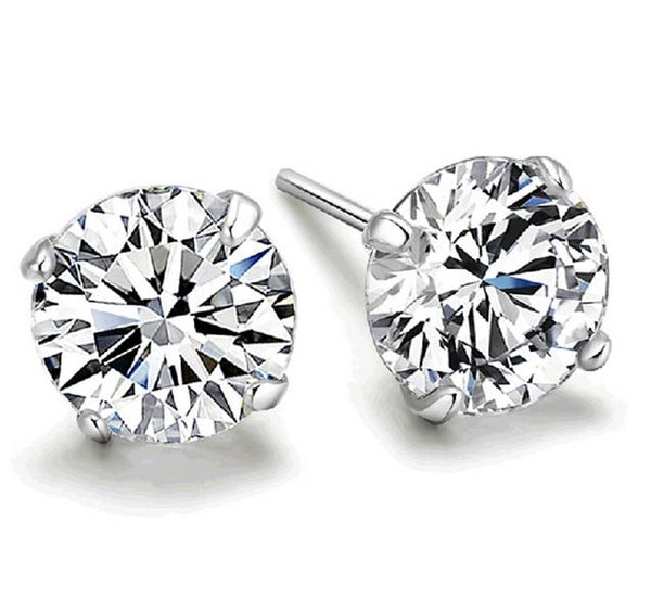 OMHXZJ Wholesale Fashion jewelry Four Claws Contracted Hot Popular Style Zircon AAA Drill 925 Sterling Silver Stud Earrings YS45