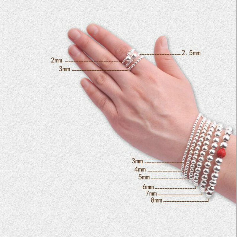 2-5MM 925 sterling silver beads silver 925 jewelry Findings Accessories round smooth jewelry beads for silver bracelet&necklace