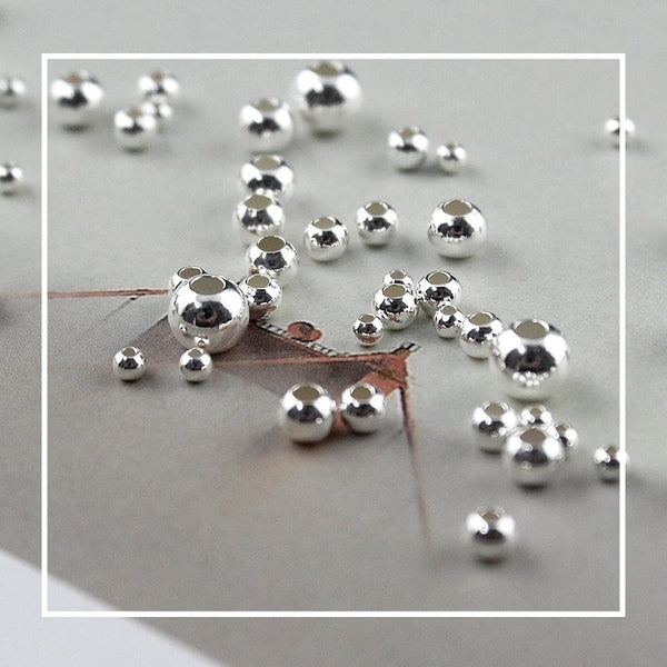 2-5MM 925 sterling silver beads silver 925 jewelry Findings Accessories round smooth jewelry beads for silver bracelet&necklace