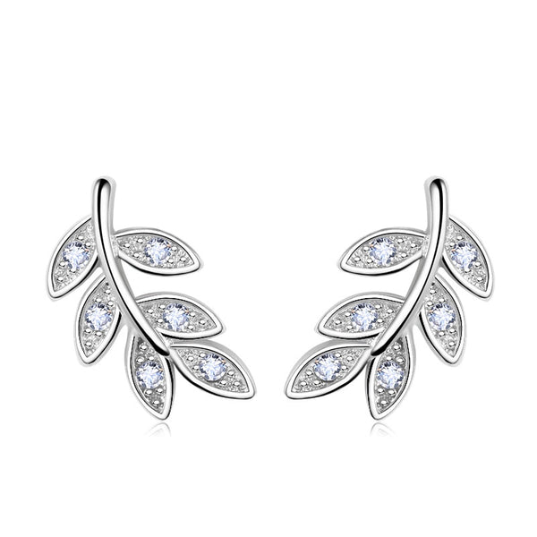 jemmin New Simple Fashion 925 Sterling Silver Leaf Olive Branch Stud Earrings Prevent Allergy Brincos Piercing Ear Jewelry