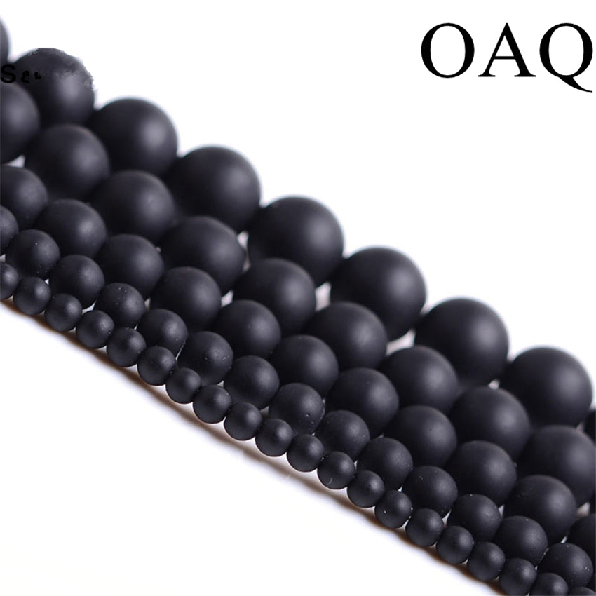 Natural Stone Beads 4-14mm Round Matte Wholesale Black Beads Dull Polish Onyx Carnelian Black Stone Beads for jewelry making