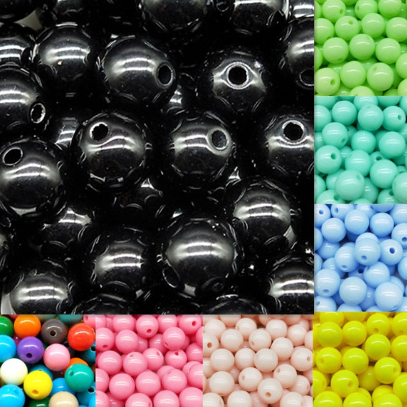 3/4/6/8/10mm 200/200/100/100/50pcs/lot Cheap Hot Acrylic Beads Fits for Handmade DIY Necklace Bracelet Jewelry Making Wholesale