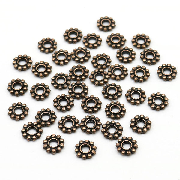 6mm Wholesale 100pcs/200pcs/lot Daisy Flower Spacers bead Metal Gold Tibetan Silver Spacer Beads for Jewelry Making hole is 2mm