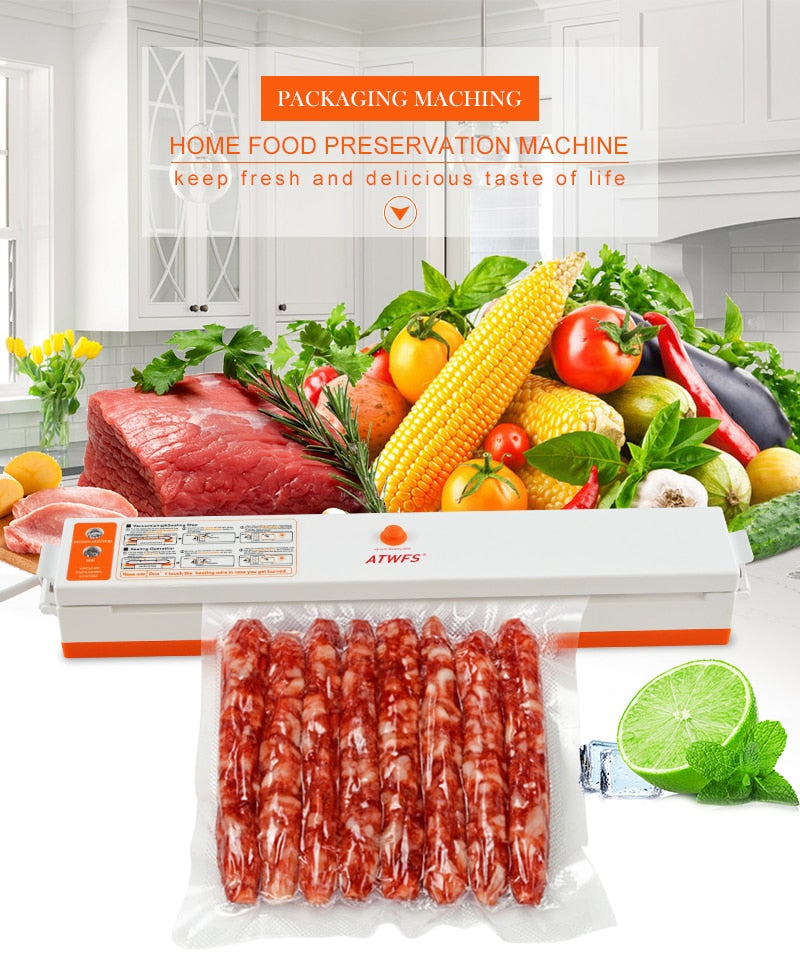 220V Household Food Vacuum Sealer Machine Vacuum Packing Machine Include 15Pcs Bags Free