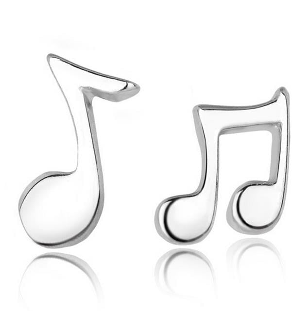 OMHXZJ WHOLESALE OL Fashion girl woman jewelry music symbol REAL S 925 STERLING SILVER STUD EARRINGS YS84