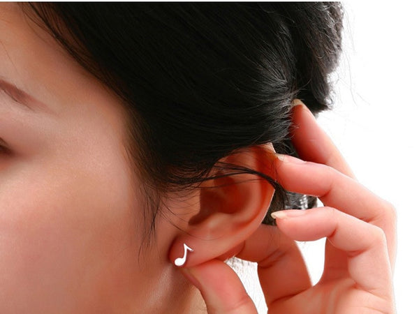OMHXZJ WHOLESALE OL Fashion girl woman jewelry music symbol REAL S 925 STERLING SILVER STUD EARRINGS YS84