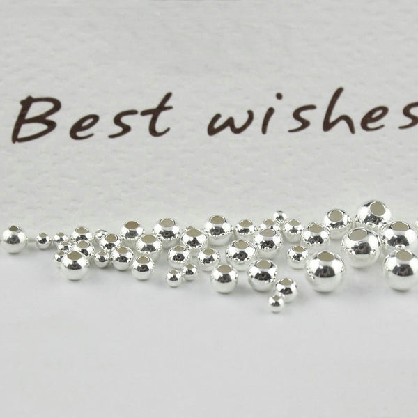 2-5MM 925 sterling silver beads silver 925 jewelry Findings Accessories round smooth jewelry beads for silver bracelet&necklace