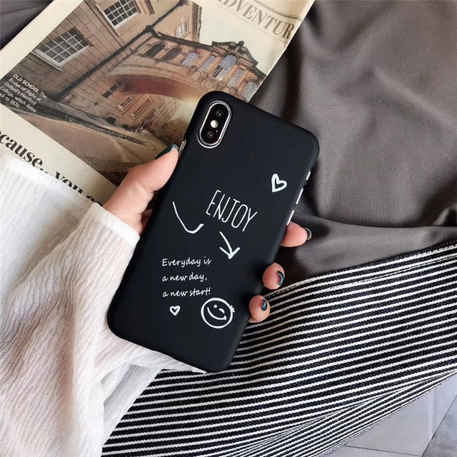 Cute Love Heart Print Back Cover For iPhone X 7 6 6S Plus 5 5S SE Phone Case Hard PC Cases Coque For iPhone 8 8 Plus