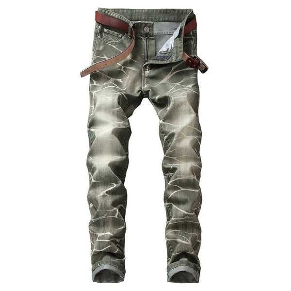 2018 High Quality Men  Casual Jeans Coated Slim Straight Pleated Biker Jeans Pants Male Denim Casual Pants Plus Size 42