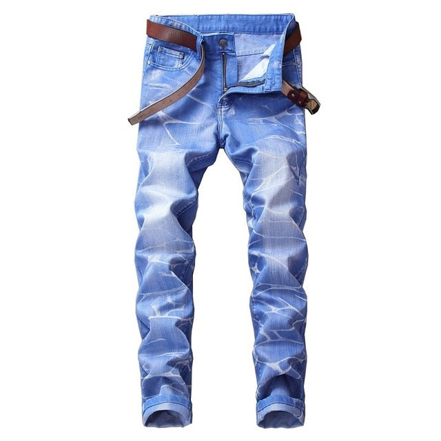 2018 High Quality Men  Casual Jeans Coated Slim Straight Pleated Biker Jeans Pants Male Denim Casual Pants Plus Size 42