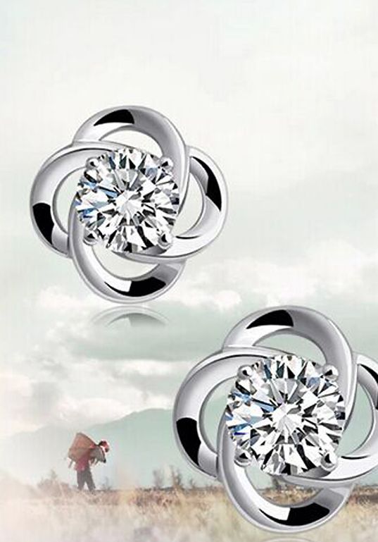 Jemmin Elegant Fashion 925 Sterling Silver Stud Earring AAA Grade CZ Crystal Flower Earrings Gift Jewelry For Woman Girl Jewelry
