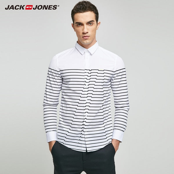 JACK & JONES Brand 2018 NEW regular COTTON smart casual style full length sleeves turn-down collar male shirts