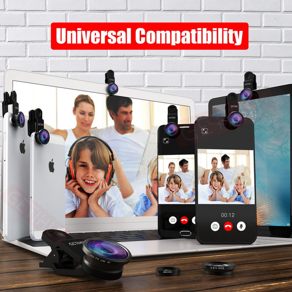 GETIHU Universal 3in1 Wide Angle Macro Fisheye Lens Camera Mobile Phone Lenses