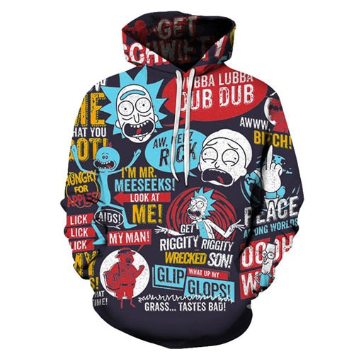 Funny Hoodies Men Women Sweatshirts 3D Hoodie Rick and Morty Pullover Streetwear Hoody Anime Tracksuits Asian size s-6xl
