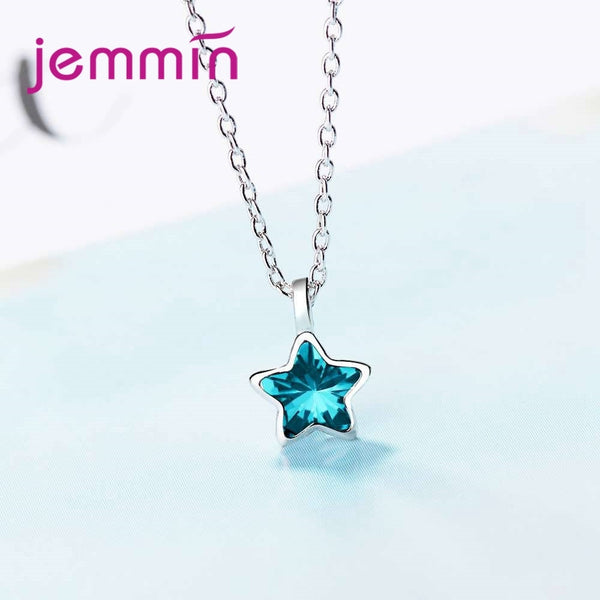 JEMMIN Charming Exquisite 925 Sterling Silver CZ Star Pendant Necklace High Quality Austrian Crystal Big Promotion Hot Sale