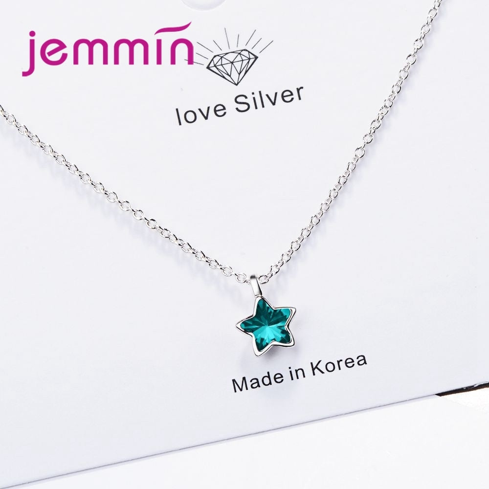 JEMMIN Charming Exquisite 925 Sterling Silver CZ Star Pendant Necklace High Quality Austrian Crystal Big Promotion Hot Sale