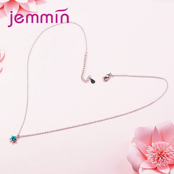 JEMMIN Charming Exquisite 925 Sterling Silver CZ Star Pendant Necklace High Quality Austrian Crystal Big Promotion Hot Sale