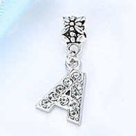 New Silver Plated Charm A-Z Bead Letter Alphabet Crystal Charms Pendant Beads Fit Pandora Bracelets Bangles DIY Women Jewelry B8