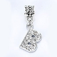 New Silver Plated Charm A-Z Bead Letter Alphabet Crystal Charms Pendant Beads Fit Pandora Bracelets Bangles DIY Women Jewelry B8