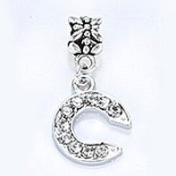 New Silver Plated Charm A-Z Bead Letter Alphabet Crystal Charms Pendant Beads Fit Pandora Bracelets Bangles DIY Women Jewelry B8